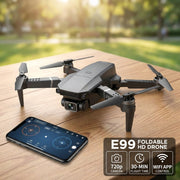 E99 Foldable HD Drone with 720p Camera | 30-Min Flight Time & WiFi App Control