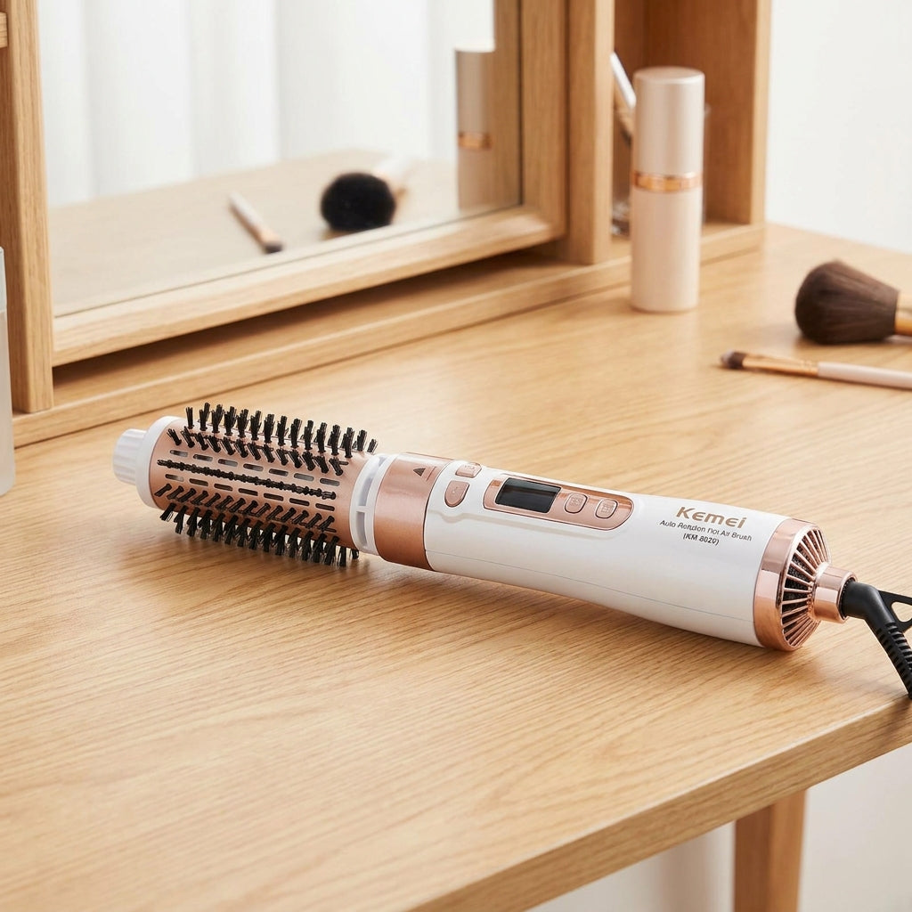 KEMEI Auto-Rotation Hot Air Brush | 360° Ceramic Styling Tool (KM-8020)