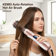 KEMEI Auto-Rotation Hot Air Brush | 360° Ceramic Styling Tool (KM-8020)