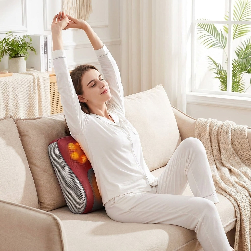Heated Shiatsu Massage Pillow | Electric Neck, Back & Waist Massager
