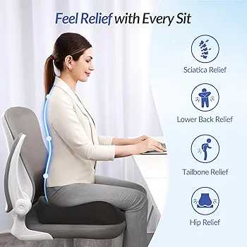Pioneering Ergonomic Memory Foam Seat Cushion | Orthopedic Tailbone Support